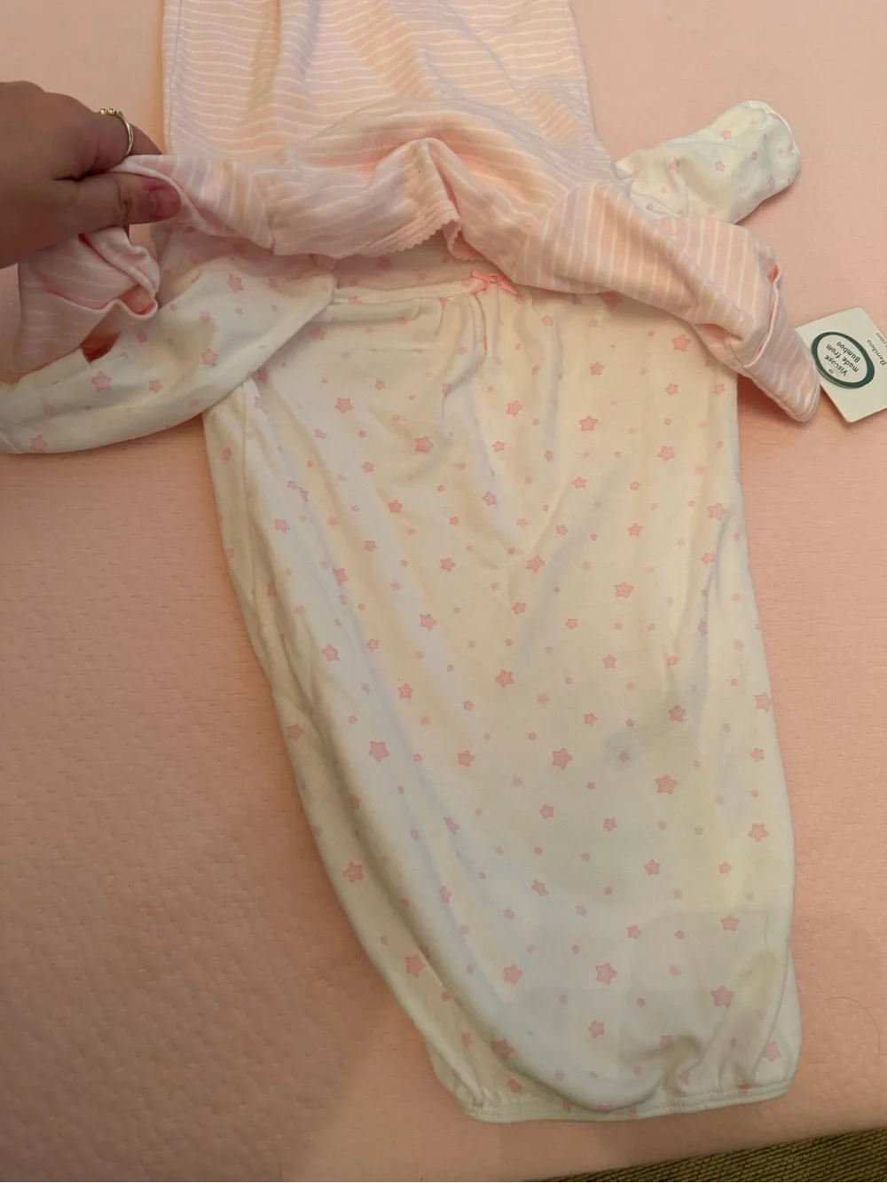Little Me Pink and White Striped Baby Gown